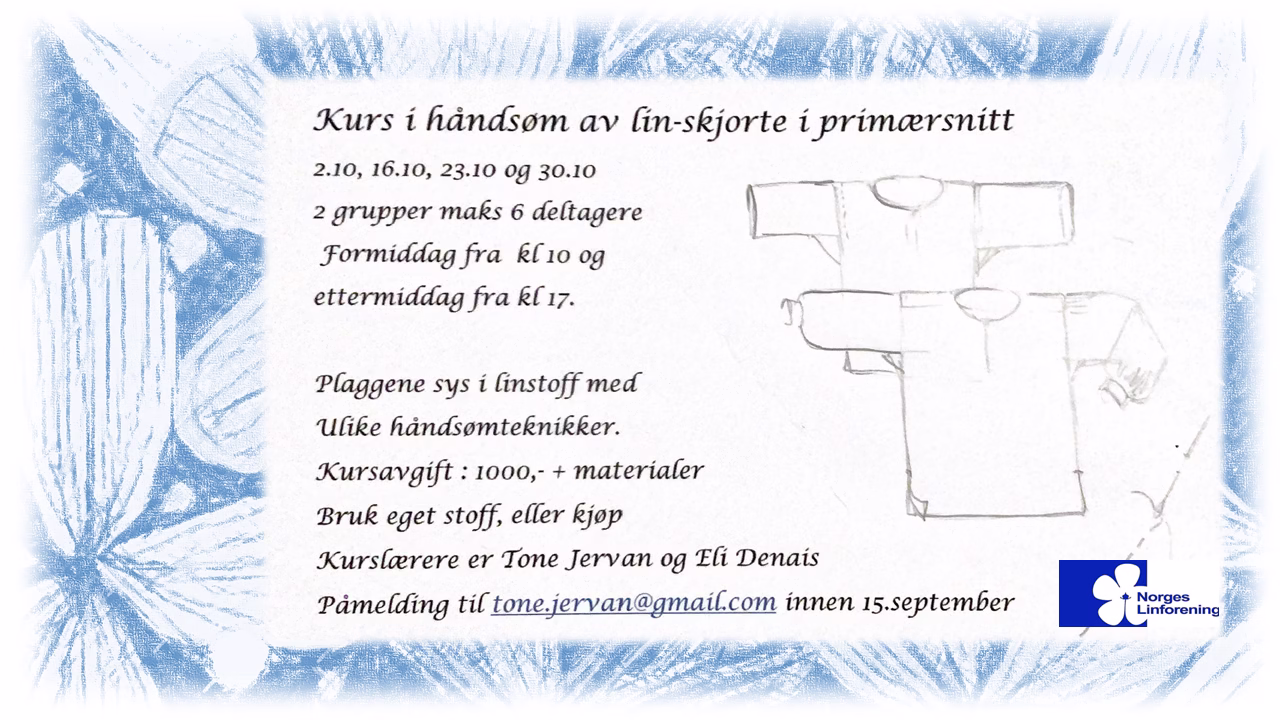 Kurs i håndsøm av linskjorte